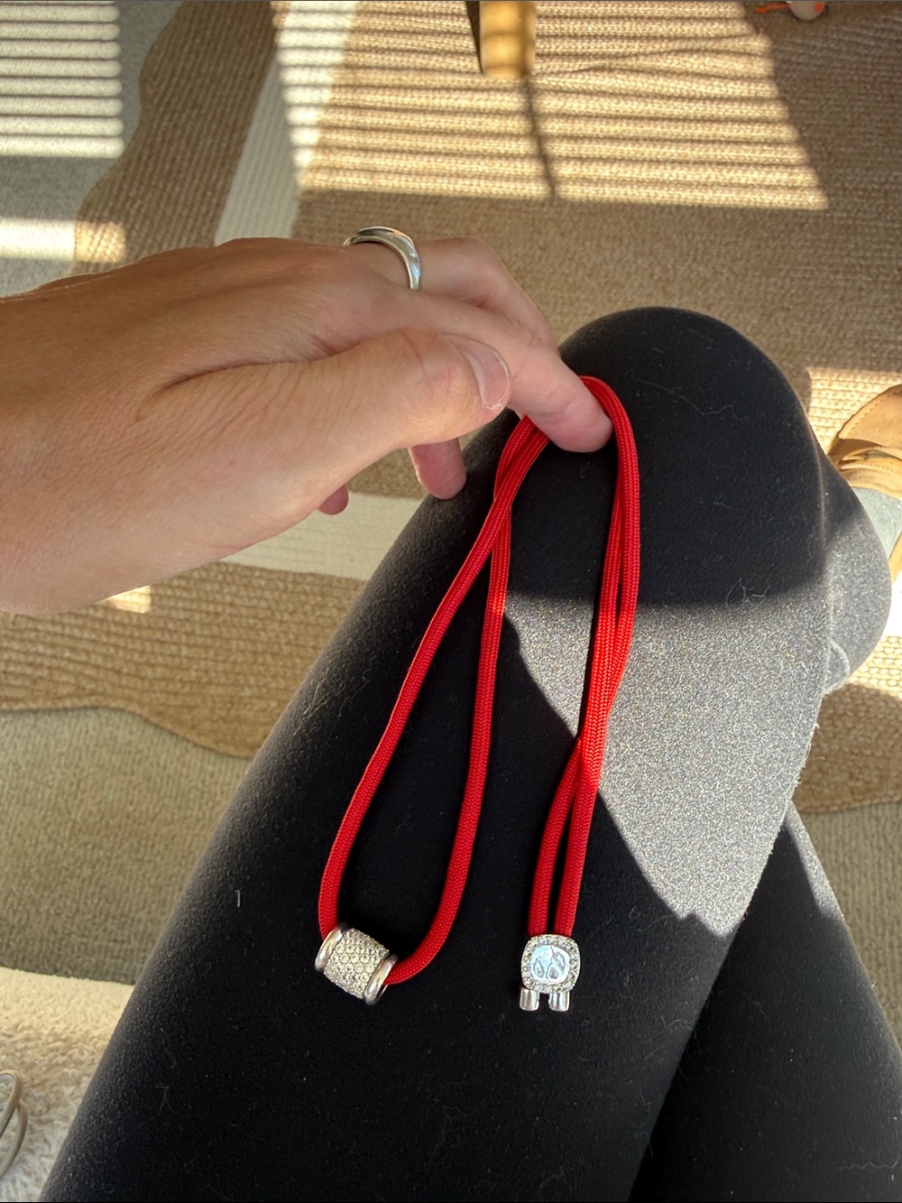 Dorsey red paracord necklace  Double-Strand Cord Necklace with Silver Accents